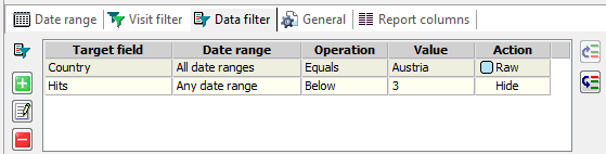 Log2Stats report data filters