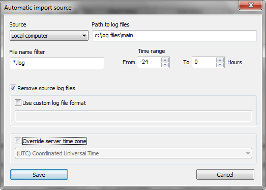 Automatic log file import entry