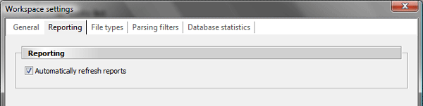 Log2Stats workspace settings - Reporting settings